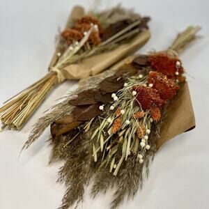 Dried Flower Bouquet Pampas Grain Celosia Yarrow Gift Home Decor 2 Bundles